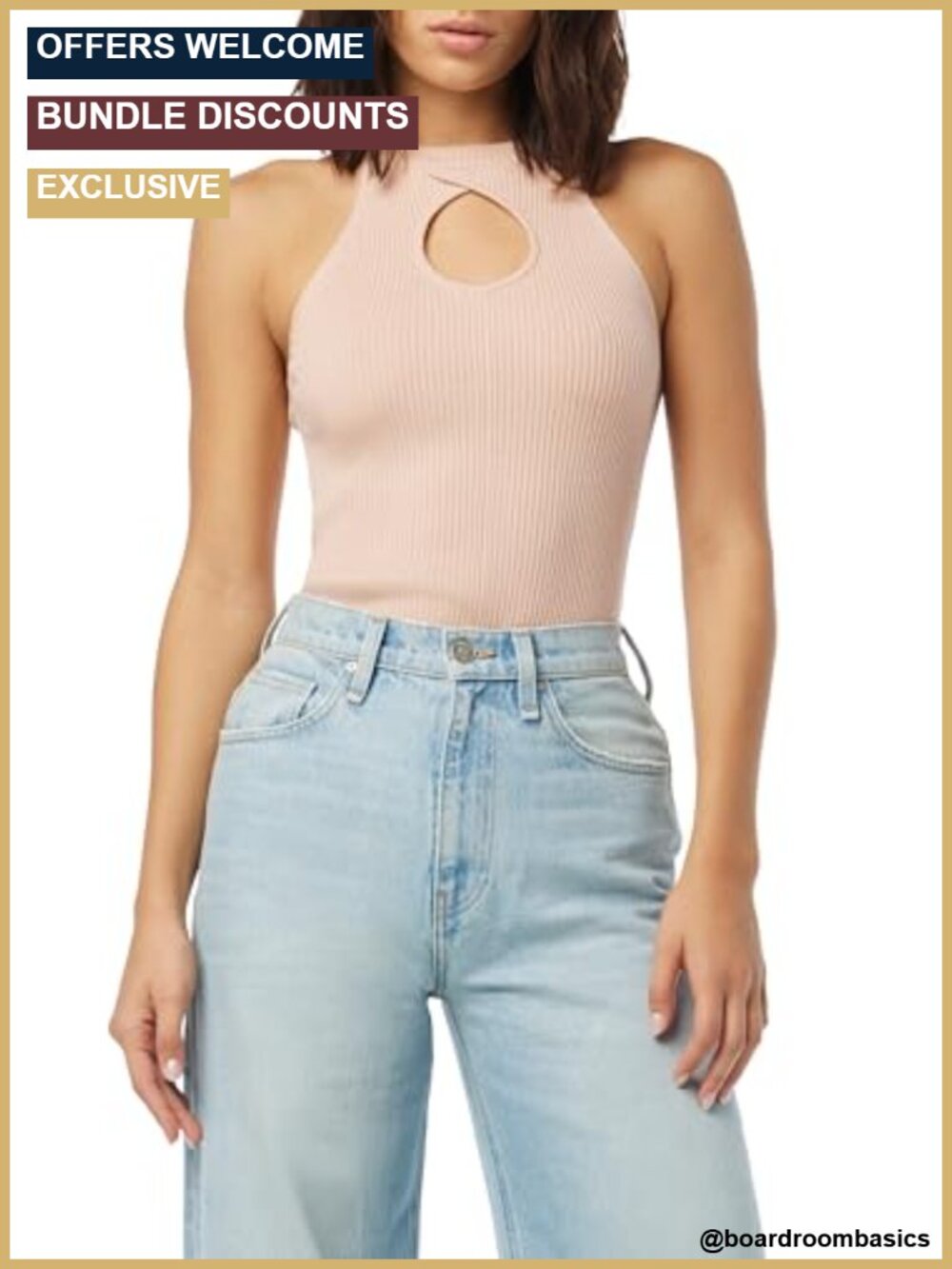 Mock Neck Sleeveless Keyhole Racer Tank Top Slim Fit Soft Knit